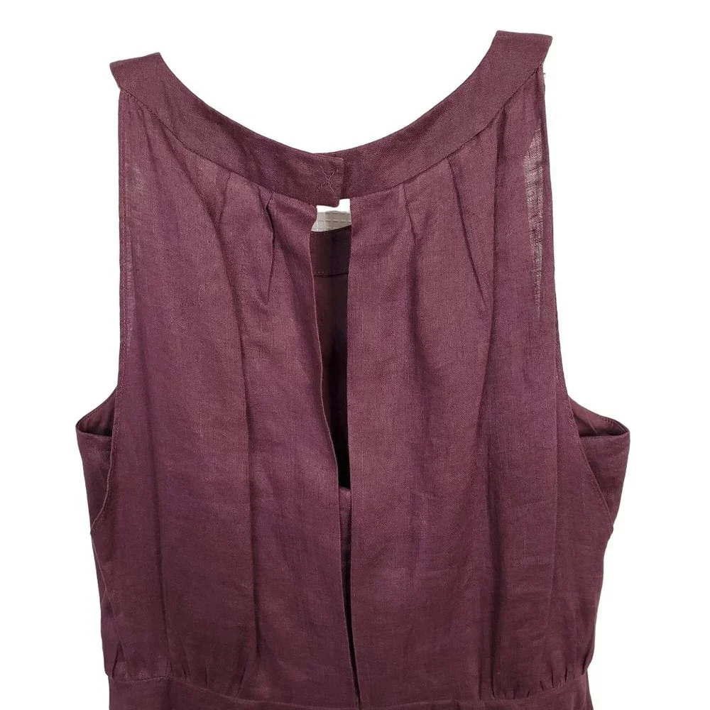 Ann Taylor Loft Size 8 Dress Linen Layered Sleeveless Lined Sheath Knee Purple - Picture 6 of 8